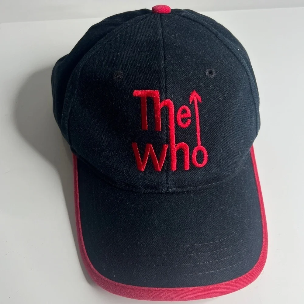The Who by Nissin Baseball Strapback Cap Hat Black Red